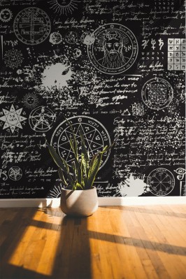 Fototapeta Tekstura w stary manuskrypt z okultystycznymi tekstami i symbolami