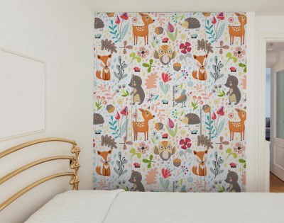 Naklejki na meble z tłem z leśnych zwierząt