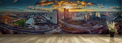 Fototapeta Przepiękna Panorama Nowoczesnej Architektury Warszawy 