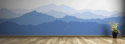 Fototapeta Wektorowa ilustracja góry we mgle