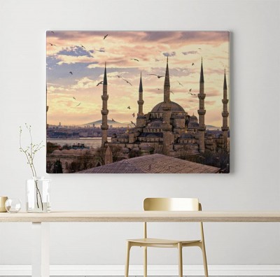 Obrazy do salonu Błękitny Meczet w stonowanych barwach