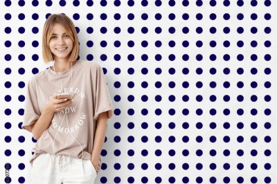 Fototapeta Ciemnoniebieskie kropki w rzędach na białym tle