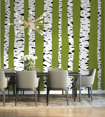 Fototapeta w pnie brzozy na tle zieleni