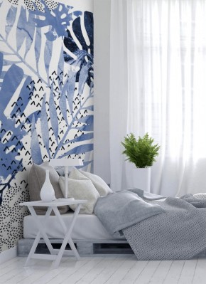Tapeta w stylu minimalistycznym z modnym wzorem roślin tropikalnych