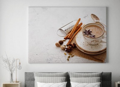 Obraz na płótnie Herbata Masala w filiżance z zimowymi przyprawami