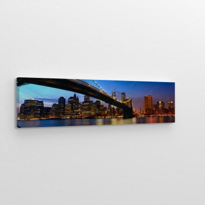 Obraz na płótnie Panorama z mostem brooklyńskim w oryginalnych barwach