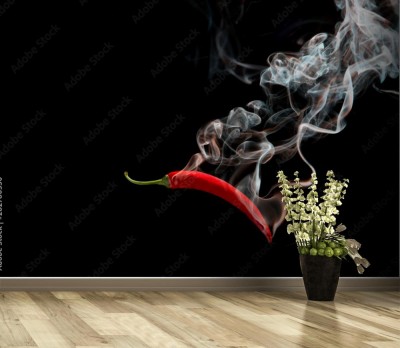 Fototapeta Czerwona papryczka chili na czarnym tle