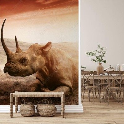 Fototapeta Nosorożec w Serengeti w Tanzanii w Afryce