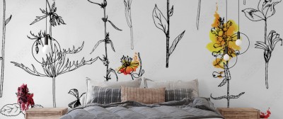 Fototapeta Szkic ziół i kwiatów