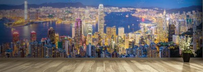Fototapeta Miasto Hongkong i drapacze chmur