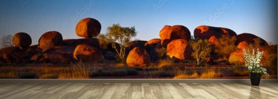 Fototapeta Obszerna kolekcja głazów z czerwonego granitu