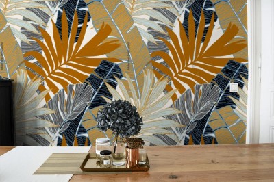 Tapeta Tropikalny liście palm i bananowca