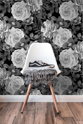 Tapeta z abstrakcyjnym malunkiem białego kwiatu róży