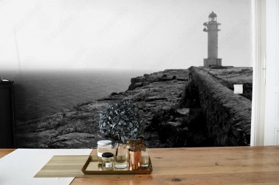 Fototapeta Czarno-biała latarnia morska przylądka Barbaria Formentera