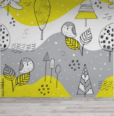 Tapeta dziecięca z piękną kolorową ilustracją