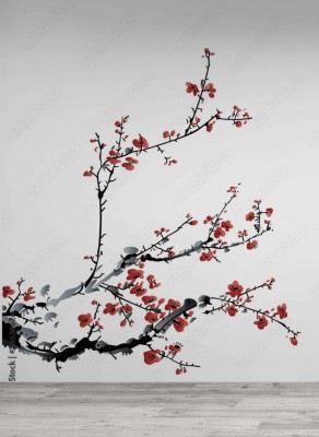 Fototapeta Kwiat wiśni w orientalnej oprawie