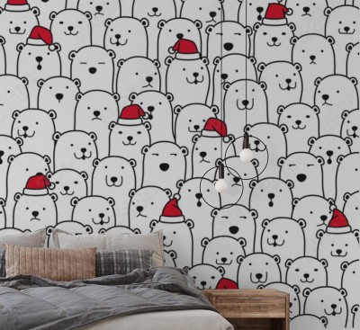 Fototapeta z wzorem w misie w stylu doodle