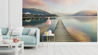 Fototapeta Drewniana kładka nad jeziorem Tegernsee