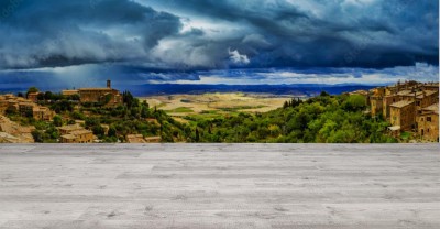 Fototapeta Panorama średniowiecznego miasteczka we Włoszech
