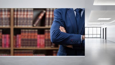 Fototapeta Brzuch prawnika stojącego na półce