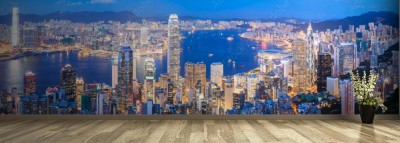 Fototapeta Panoramę Hongkongu w nocy