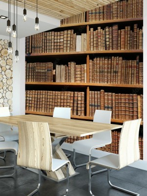 Fototapeta stare książki na drewnianej półce