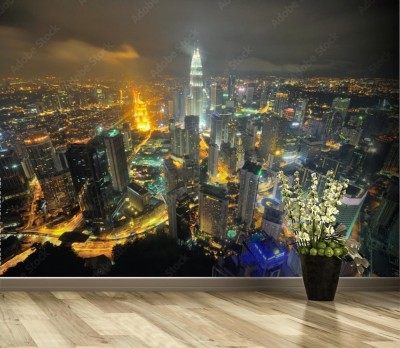 Fototapeta z widokiem na miasto nocą