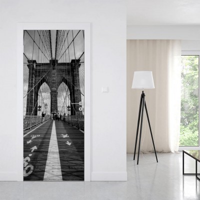 Naklejki na drzwi Czarno-biały Most 3D w Nowym Jorku 