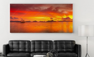 Obraz na płótnie Łodzie o zachodzie słońca