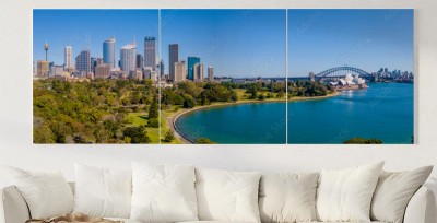 Obrazy do salonu Piękna panorama dzielnicy Sydney Harbour z mostem Harbour