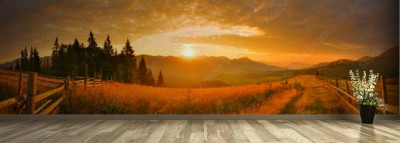 Fototapeta Piękny jesienny wiejski krajobraz 