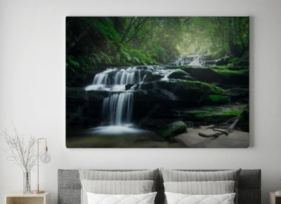 Obraz na płótnie Naturalna kaskada wodna w tropikalnym lesie deszczowym