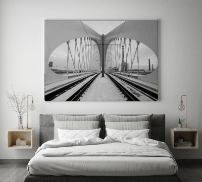 Obraz na płótnie do salonu przedstawiająca detale architektoniczne mostu w Pradze