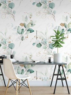 Fototapeta liście malowane akwarelą