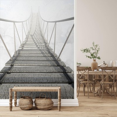 Fototapeta Most linowy nad chmurami