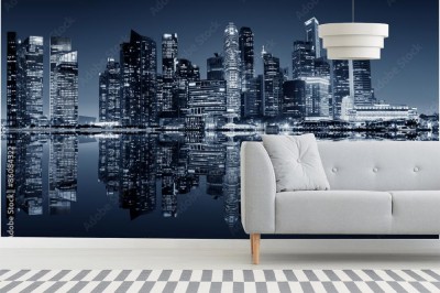 Fototapeta Nocny widok na centrum Singapuru