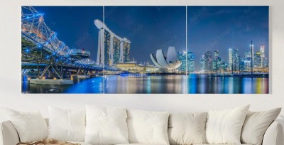 Obraz na płótnie Miasto Singapur w nocy
