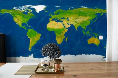 Fototapeta Ilustracja mapa świata fizycznego w rozmiarze XXL