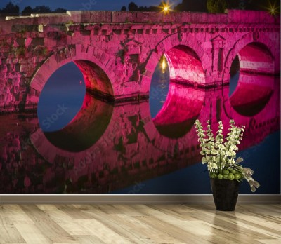 Fototapeta Most Tyberiusza we włoskiej Rimini w nocy
