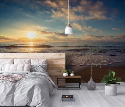 Fototapeta Piękny wschód słońca na plaży