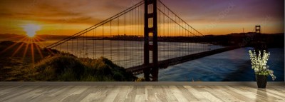 Fototapeta Pomarańczowe barwy Mostu Golden Gate przy wschodzie słońca