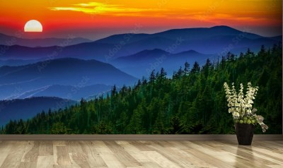 Fototapeta Zachód słońca przy górze Smoky Mountain