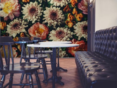 Fototapeta Barokowy wzór kwiatów na ciemnym tle