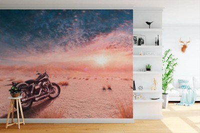 Fototapeta Motocykl o zachodzie słońca