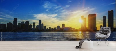 Fototapeta Panorama miasta Miami o zmierzchu