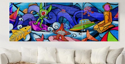Obraz na płótnie Graffiti i miasto potworów