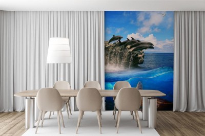 Fototapeta Abstrakcja z motywem morskich zwierząt