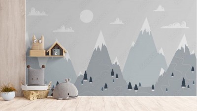 Fototapeta Górski krajobraz w modnym skandynawskim stylu