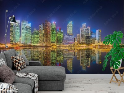 Fototapeta Nocna linia horyzontu w Singapurze