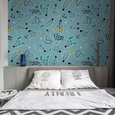 Fototapeta - Głowa psa na niebieskim tle